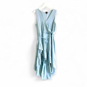 Lee sleeveless hi-lo flounce midi dress, Size L light blue